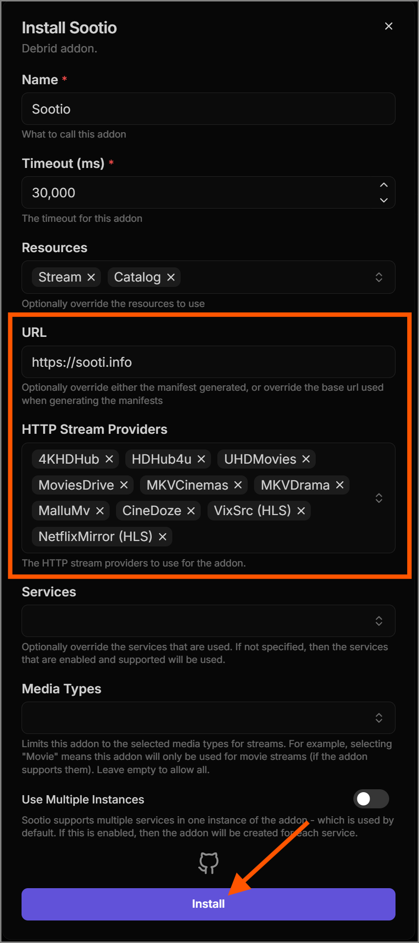 Installing the Sootio add-on