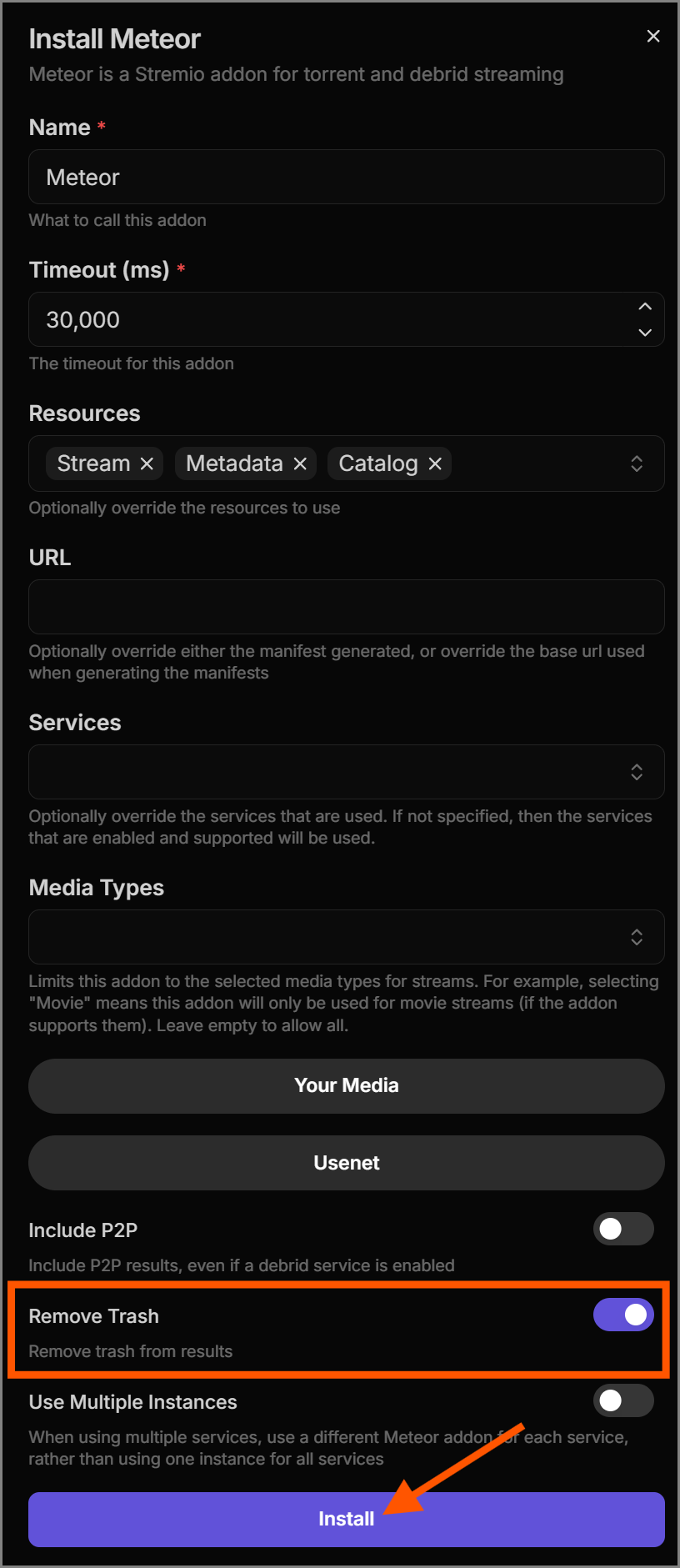 Installing the Meteor add-on